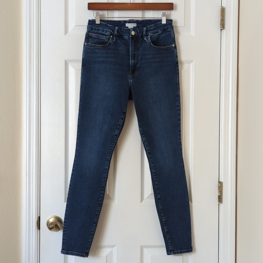 Good American Good Legs Dark Wash Mid Rise Ankle Cropped Skinny Jeans 12/31